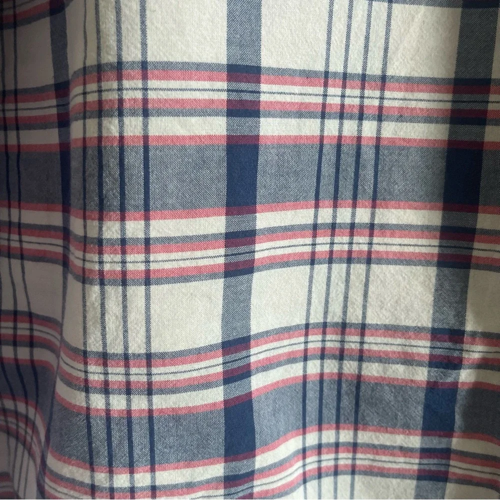 J.Crew Summer Plaid Shirt Mens XL Blue Red White Cotton‎ Button Down Tailored